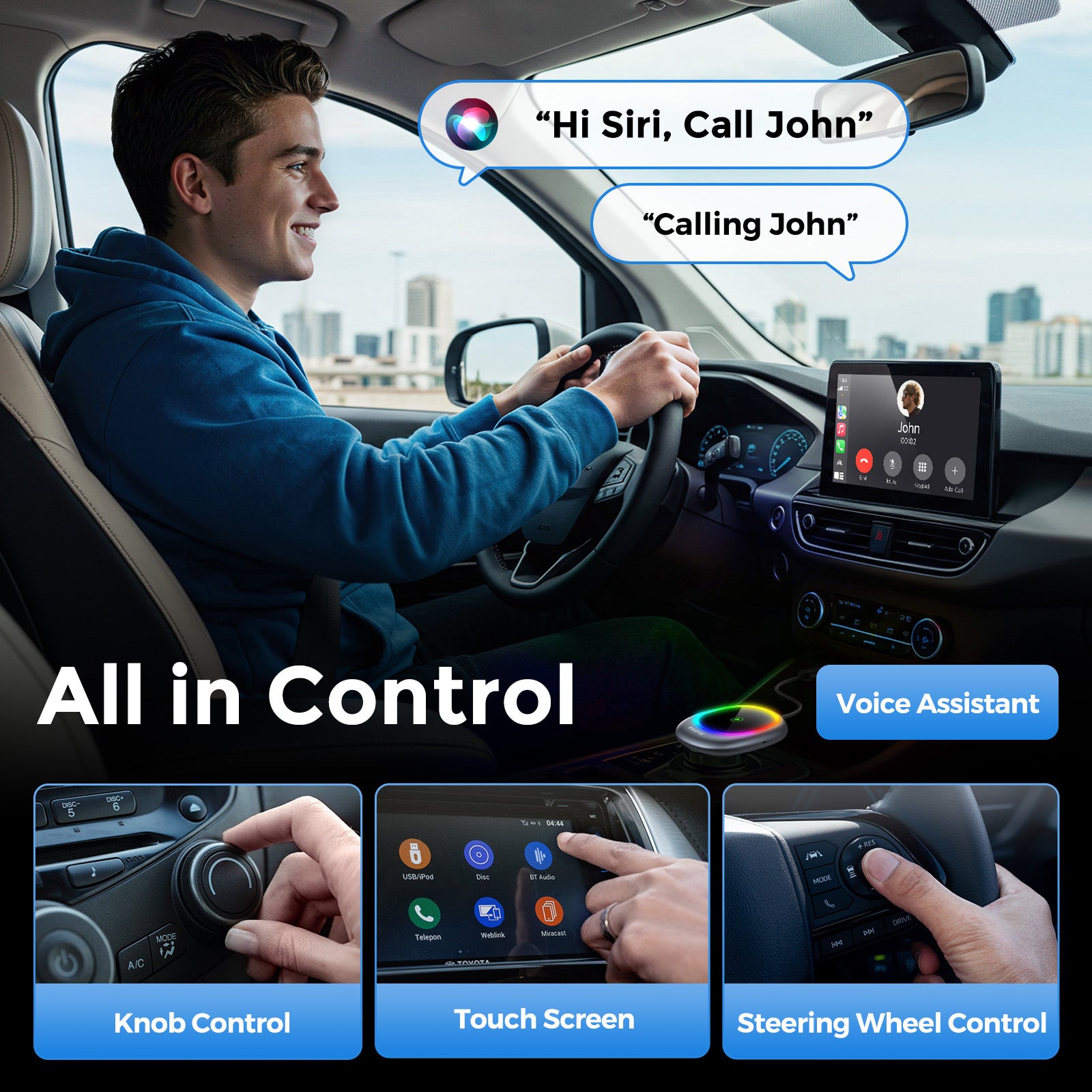 Adaptador de carga para coche con transmisor FM Bluetooth 5.4 de 48 W